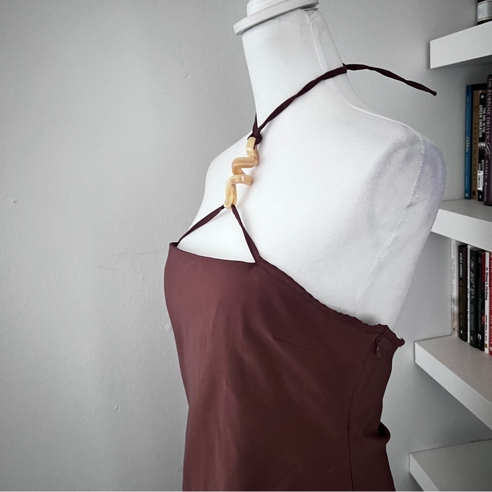 Cult Gaia Brown Castila Halterneck midi dress size large - Picture 8 of 16